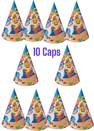 Miniatura 7 de TUHI Products Decoración completa de fiesta de cumpleaños de tiburón con telón de fondo, mesa, globos de aluminio, globos de látex y tapas de papel