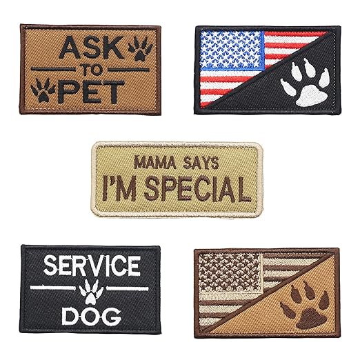 Velcro Dog Patches for Harness, Service Dog Patch Ask to Pet Velcro Patch American Flag