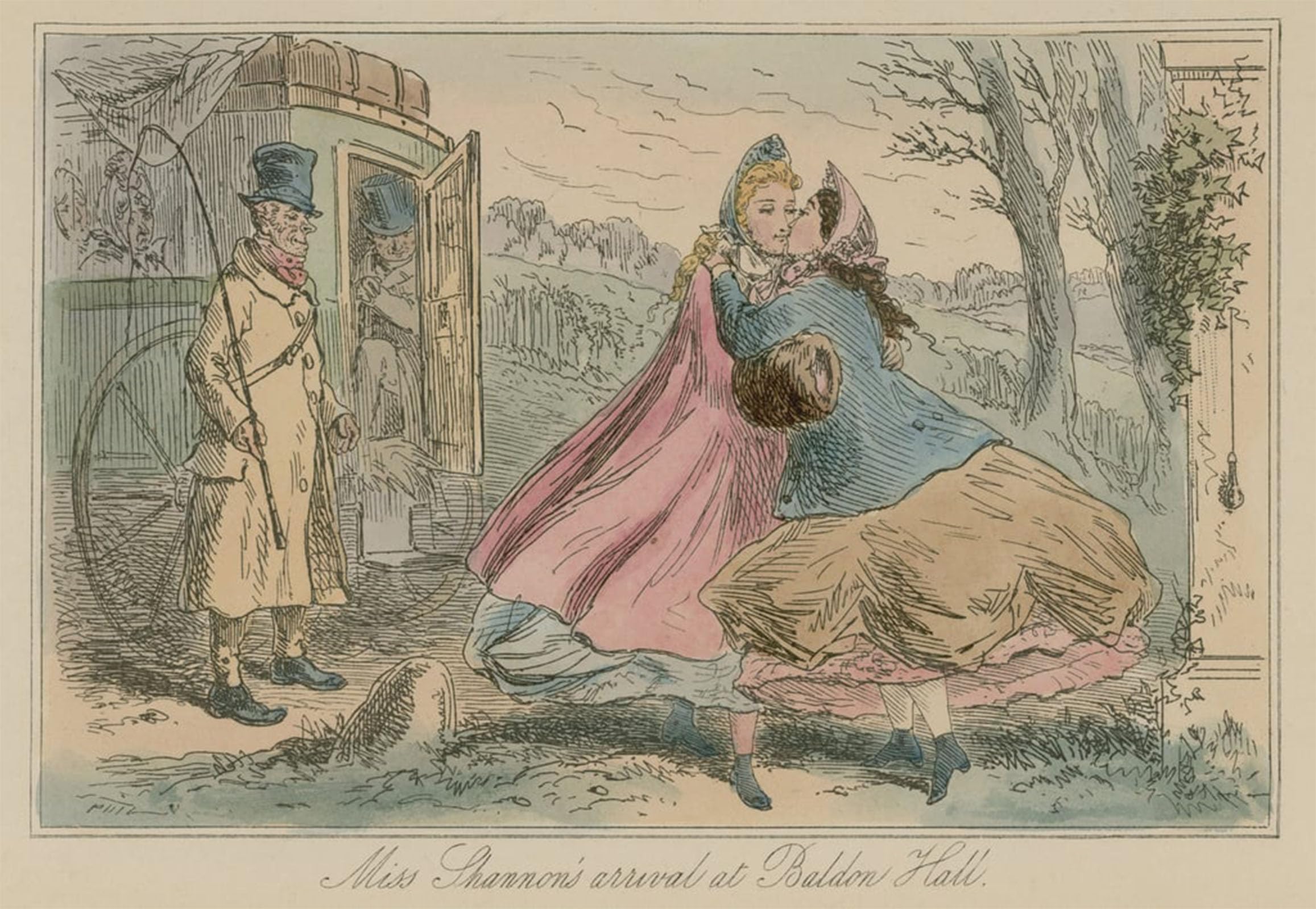 SERENDIPITP Retro Picture Poster Wall Art Pictures Painting Miss Shannon's Arrival At Baldon Hall by Hablot Knight Browne Wall Art Canvas Print for Wall Decor 60x90cm