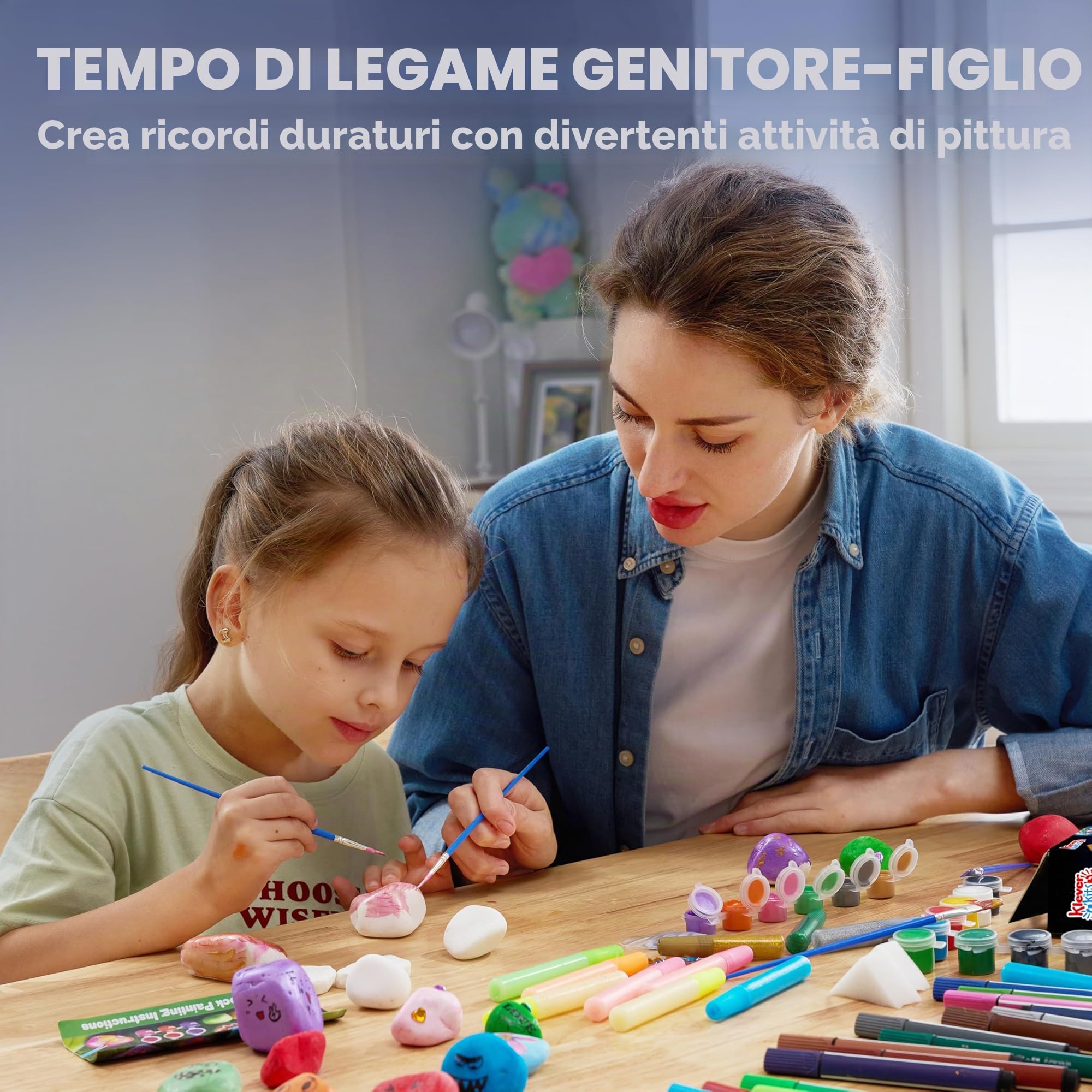 JOYIN 10 pezzi Kit Pittura di pietra per bambini con 18 colori (colle glitter e metallizzato e colori standard) Materiali artistici per bambini Attività da famiglia Regalo di compleanno