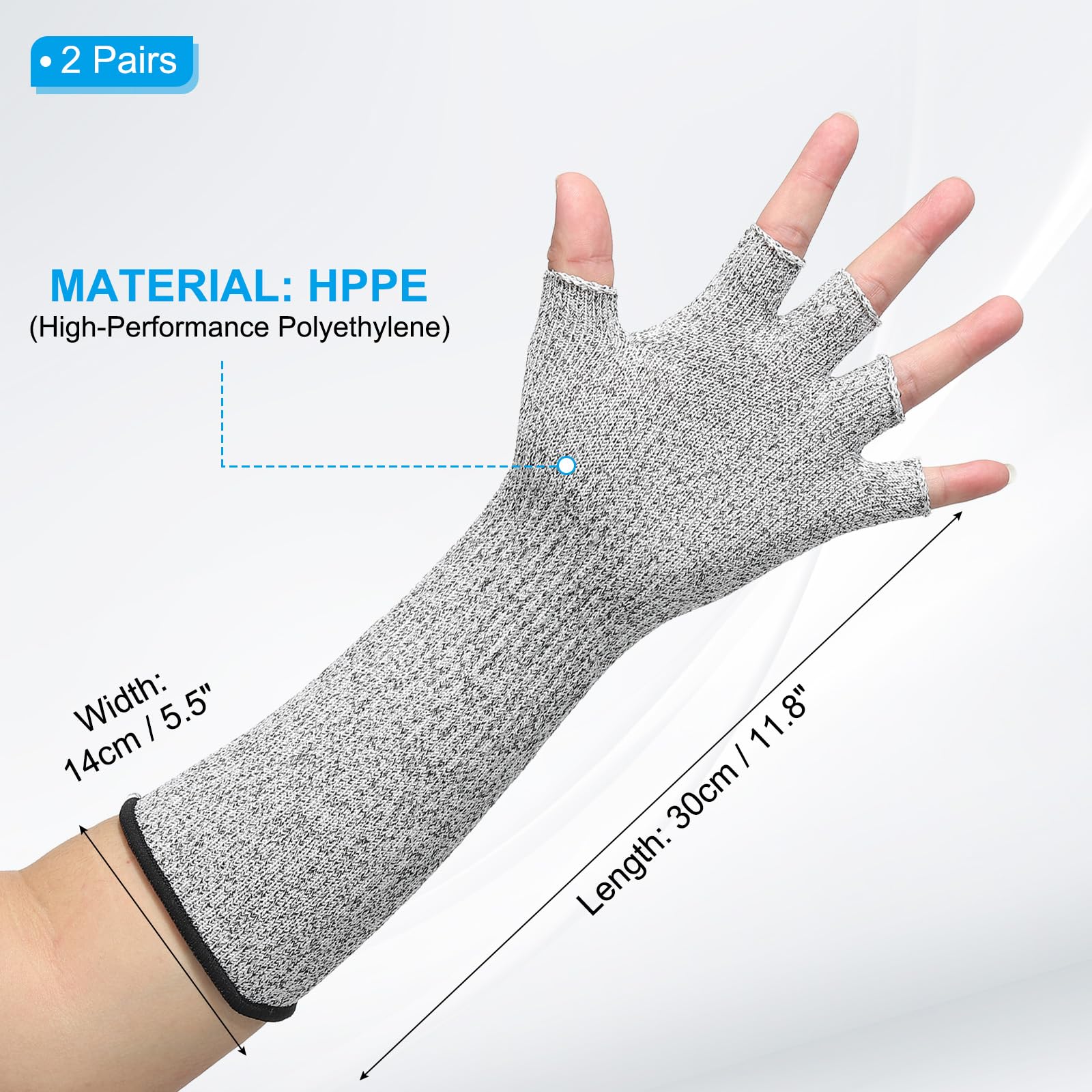PATIKIL 12 Inch Cut Resistant Sleeves with Finger Grips - Image 2