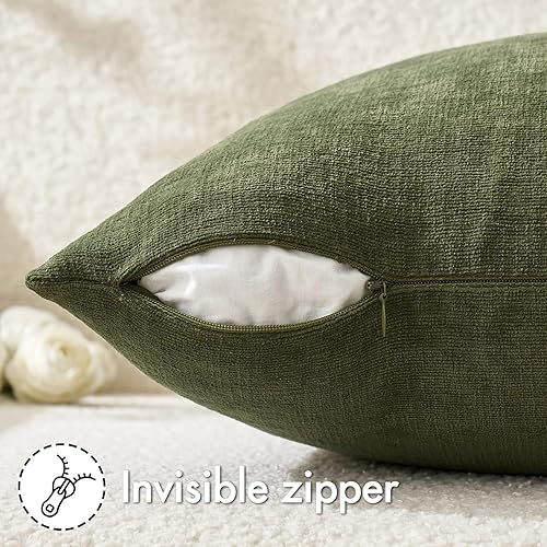 Miniatura 5 de MIULEE Juego de 2 fundas de almohada cuadradas decorativas de felpilla suave de 20 x 20 pulgadas para sofá, sala de estar y cama de color verde oliva