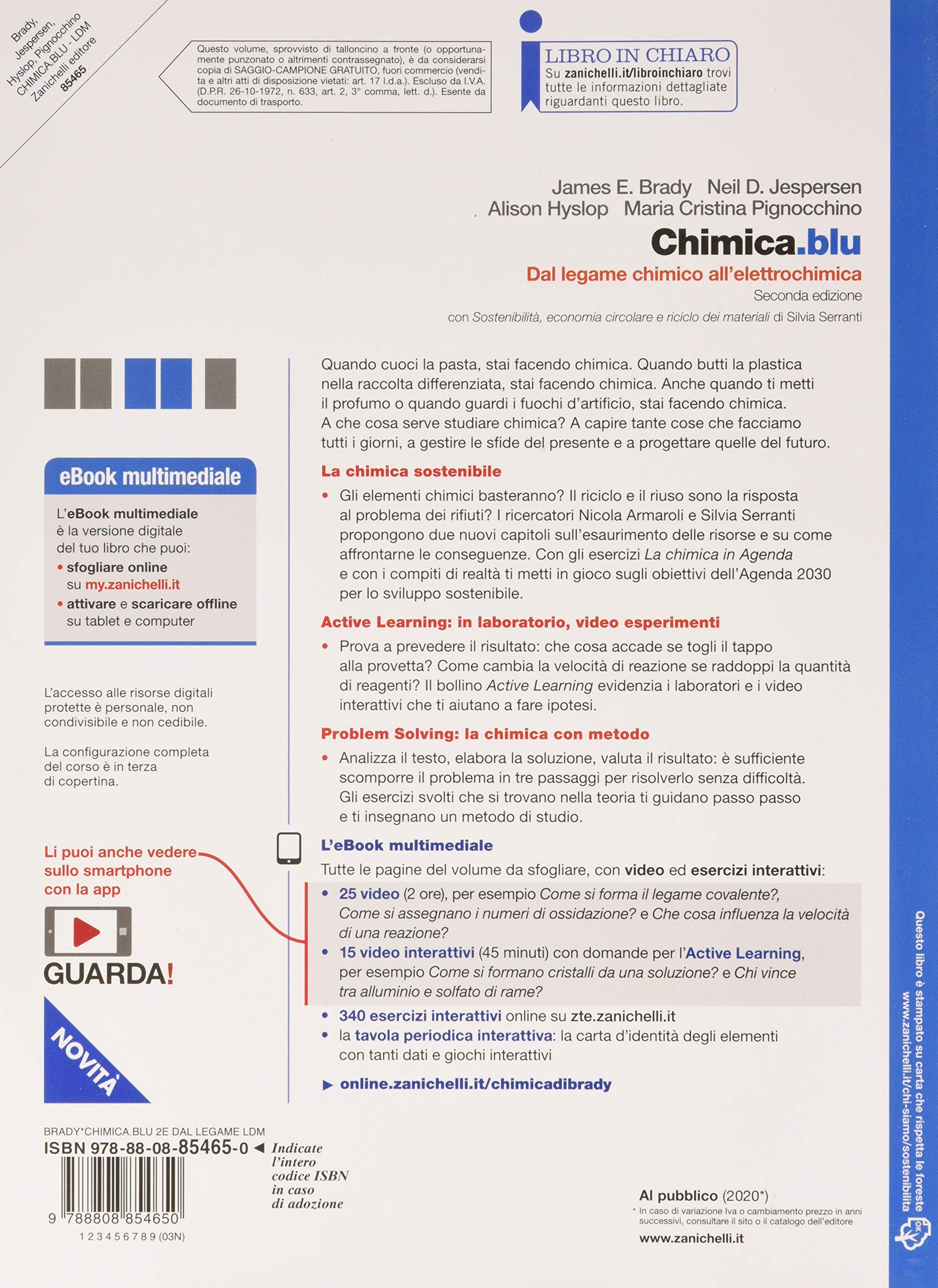 Chimica.blu. Dal legame chimico all'elettrochimica. Con Sostenibilità, economia circolare e riciclo dei materiali. Per le Scuole superiori. Con e-book. Con espansione online