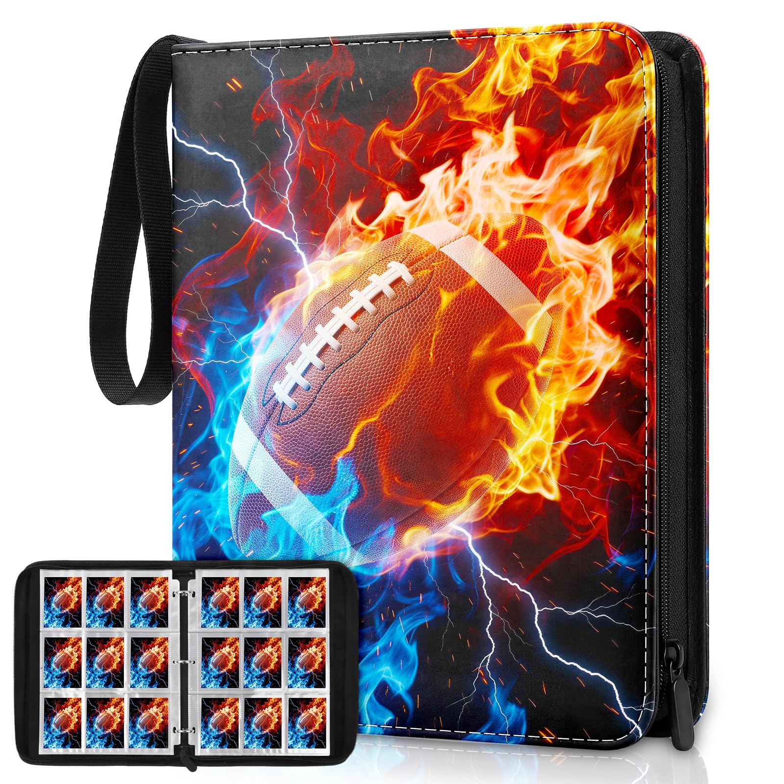 Classeur cartes football de qualité supérieure avec fermeture éclair renforcée