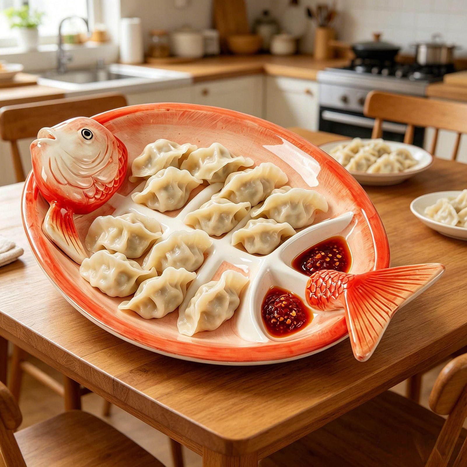 Vassoio Sushi Stoviglie in Ceramica Dipinte a Mano a Forma di Pesce | Vassoio da Portata per Dumpling Snack Antipasti Frutta Feste Compleanni Festival Casa Cucina Ristorante Appartamento