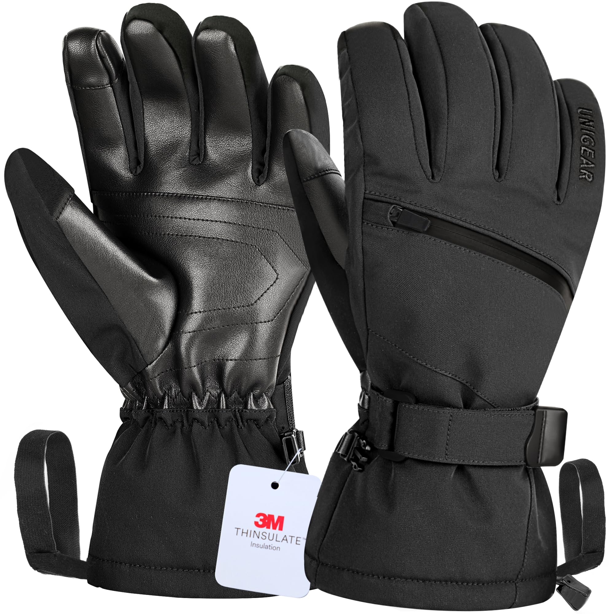 Unigear Guantes de esquí para Hombre y Mujer, 3M Thinsulate, Guantes de Invierno para Pantalla táctil, Guantes térmicos, Impermeables, cálidos, Antideslizantes, para esquí, Snowboard, Patinaje sobre