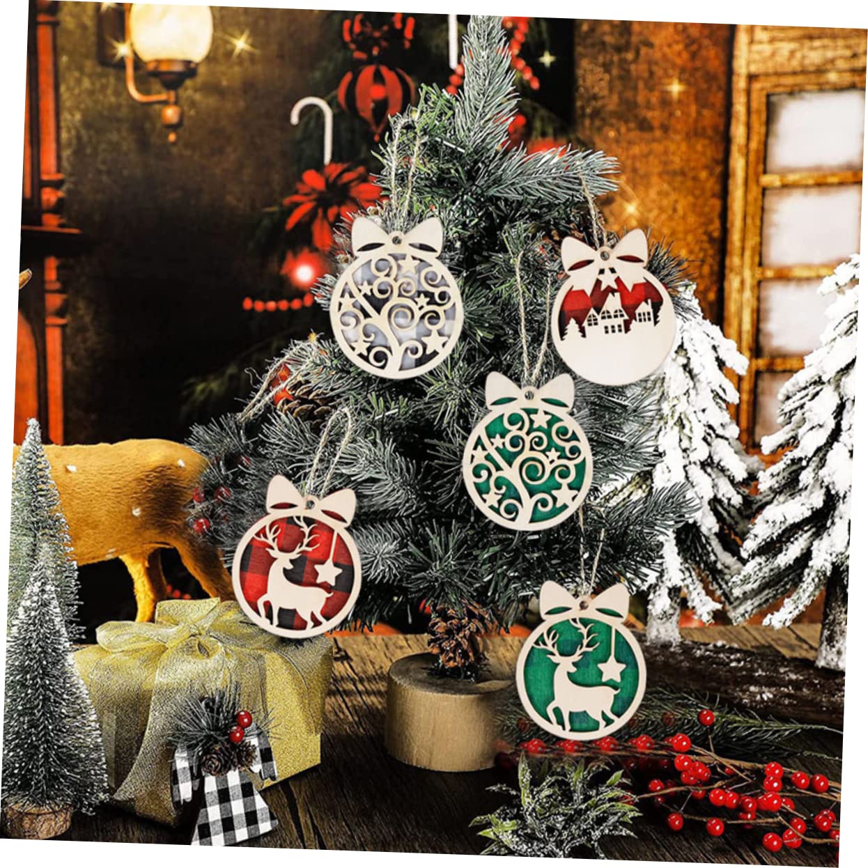 Zerodeko 3 Series Colgante Navideño De Madera Adornos De De Navidad Colgante Guirnalda Árbol Decoraciones Navideñas para Interiores Decoraciones Navidad De Madera 12 Piezas X 3