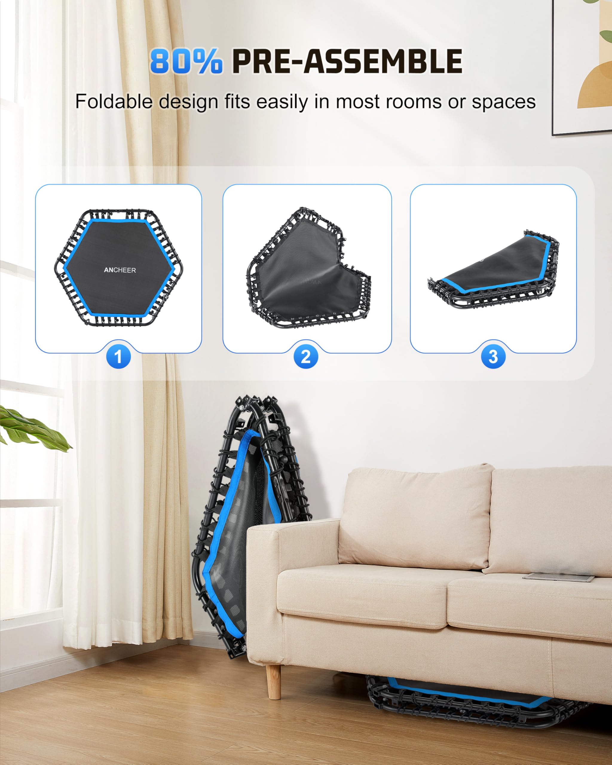 Snapklik.com : Mini Trampoline For Adults, ANCHEER 50 Indoor Trampoline ...