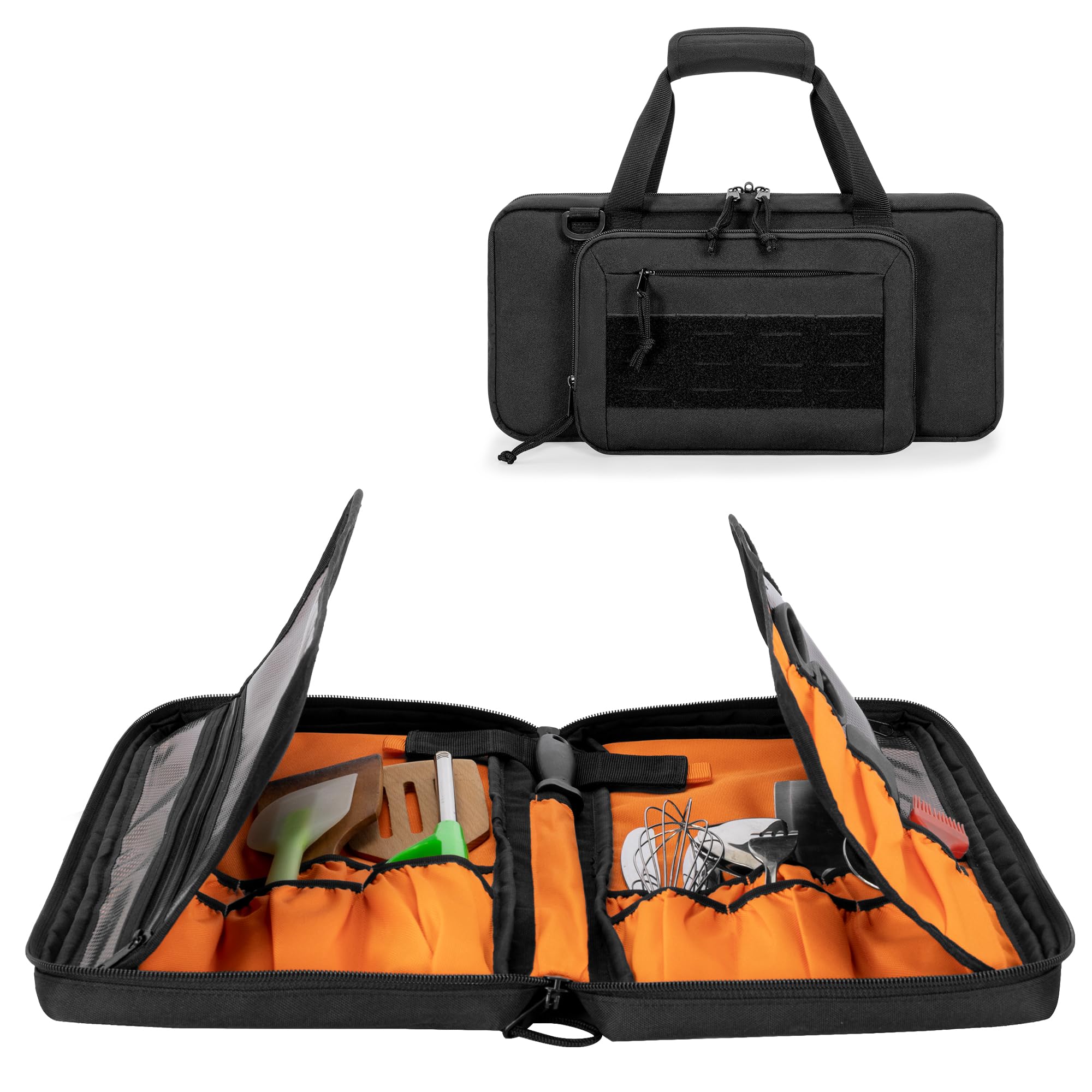 samdew Borsa per Coltelli da Chef con Tracolla Rimovibile, Solo Borsa | Custodia con 18 Scomparti per Set di Coltelli da Chef Professionali (uso in Cucina, Escursionismo e Viaggio)