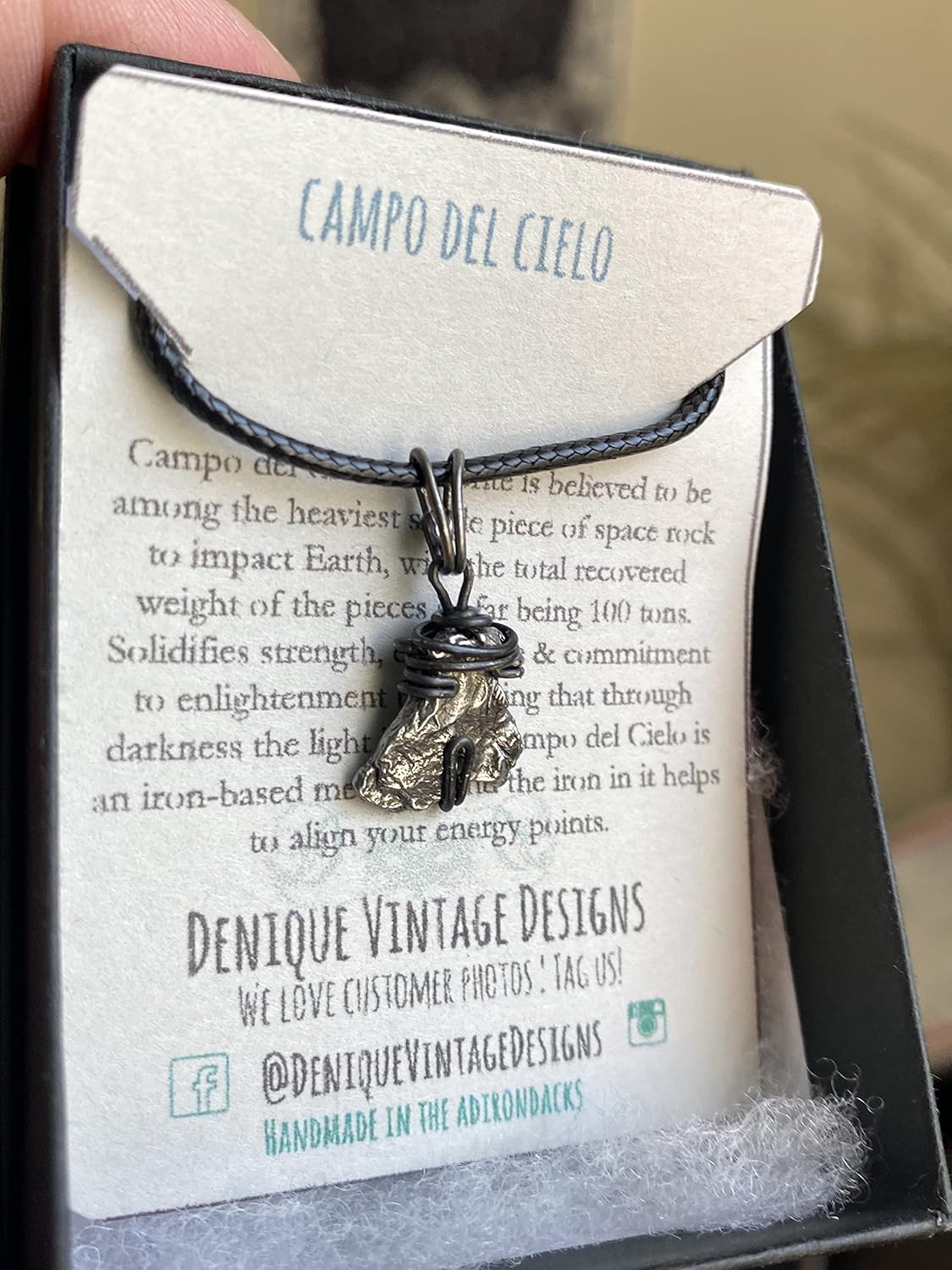 Campo Del Cielo Meteorite Pendant in a Wire Prong Setting-Stainless Steel-Sterling Silver-Copper-Bronze-14K Gold or Rose Gold- Necklace or Choker W/Cert. Of Authenticity
