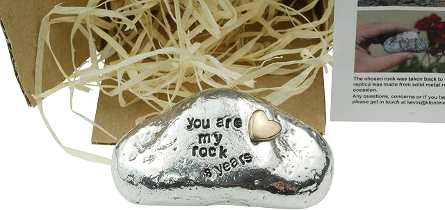 You Are My Rock - 8th Anniversary Metal Rock With Solid Bronze Insert, Perfect 8 Year Gift