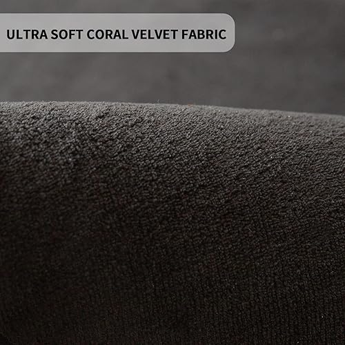 Miniatura 8 de MAXYOYO Alfombra de terciopelo negro y coral, alfombra gruesa de tatami japonés para sala de estar con respaldo antideslizante, alfombra grande de