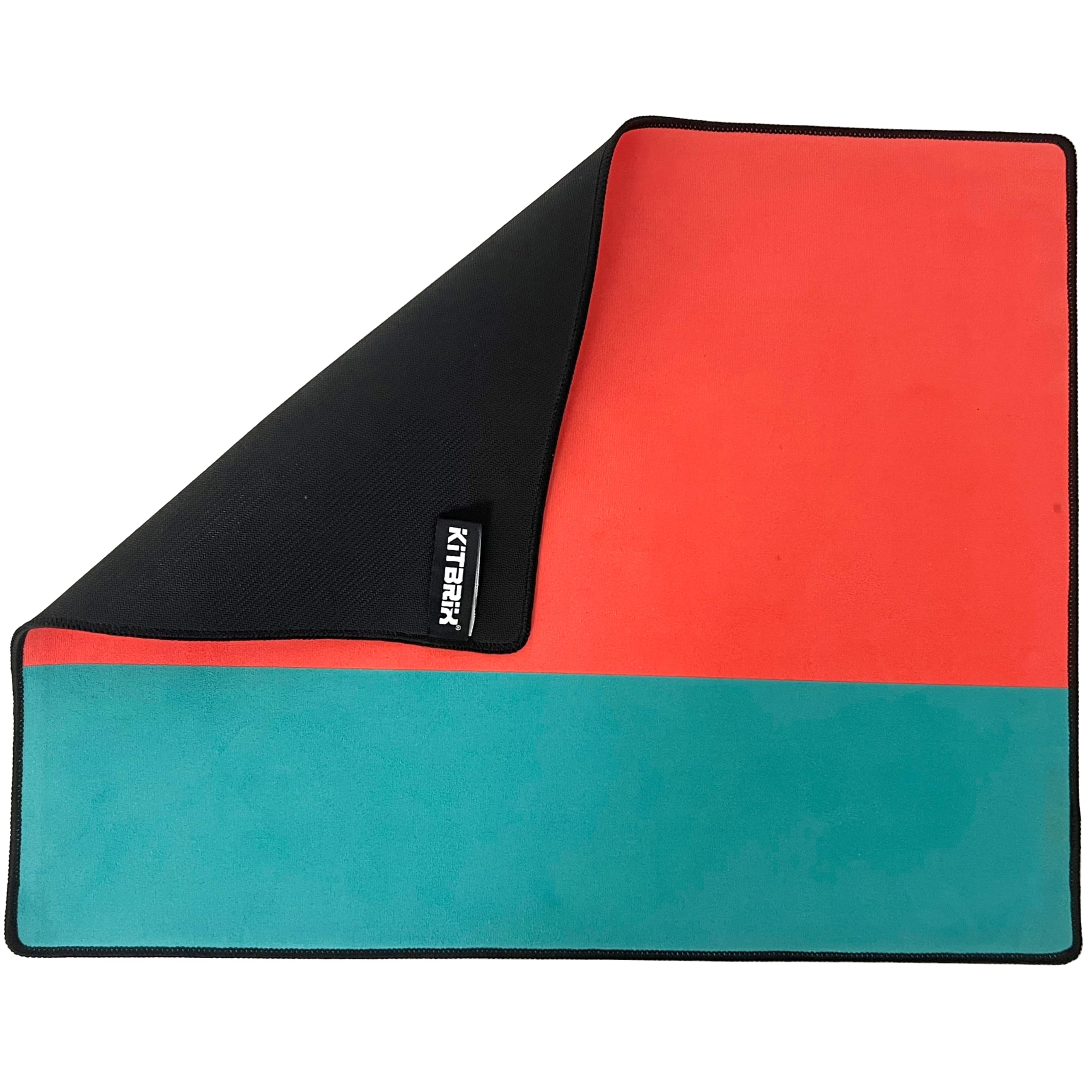 KITBRIX Outdoor Changing & Sitting Mat - Soft Microfibre with Waterproof Rubber Base - Foldable Wild Swimming Changing Mat for Wetsuit, Surf, Triathlon Transition, Cold Water Swimming - Orange/Teal
