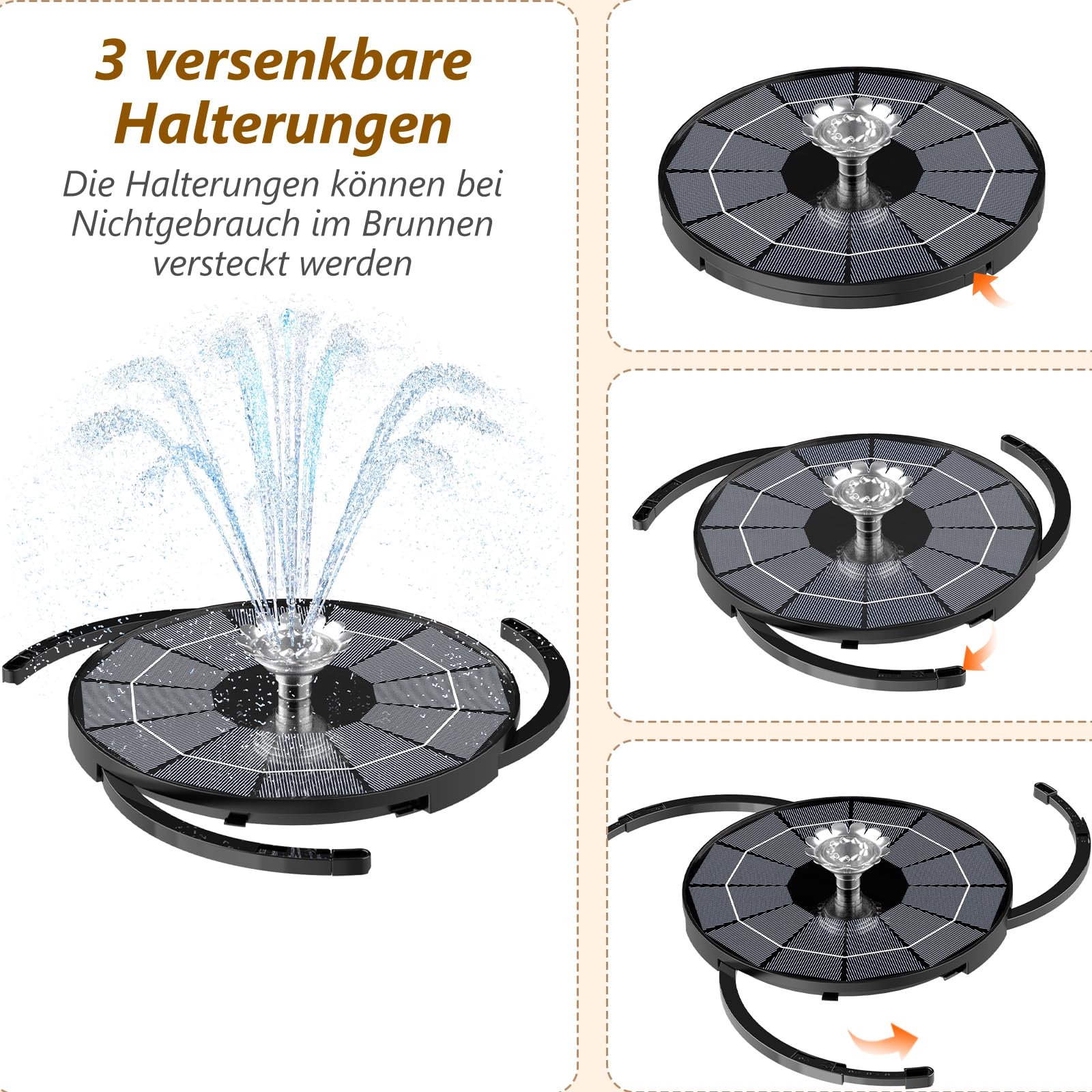 AISITIN Vogeltränke mit 3,5W Solar Springbrunnen, Futterplatz,Garten,Balkon Dekoration, Vogelbecken Vogel Futterstelle Tränke Bad für Balkon Terrasse Gartendeko Vogelbecken Bronzen Kunststoff Bronze