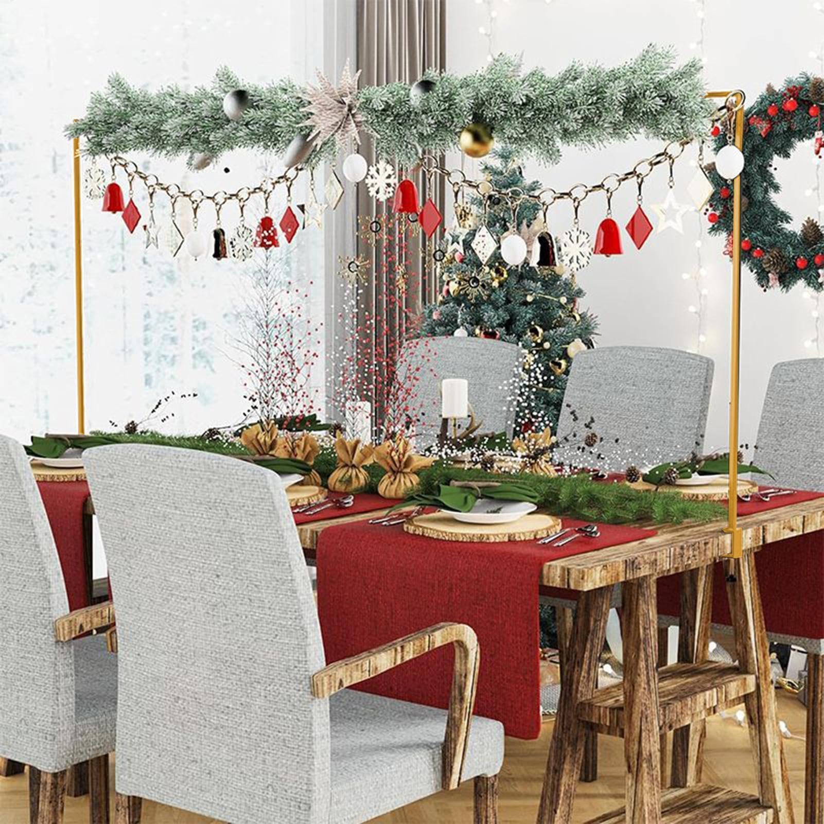 Soporte de arco de mesa de metal con clips, soporte de decoración floral, para globos e telón de fondo para eventos, mesa, cartel, escaparate, elegante soporte de centro de mesa