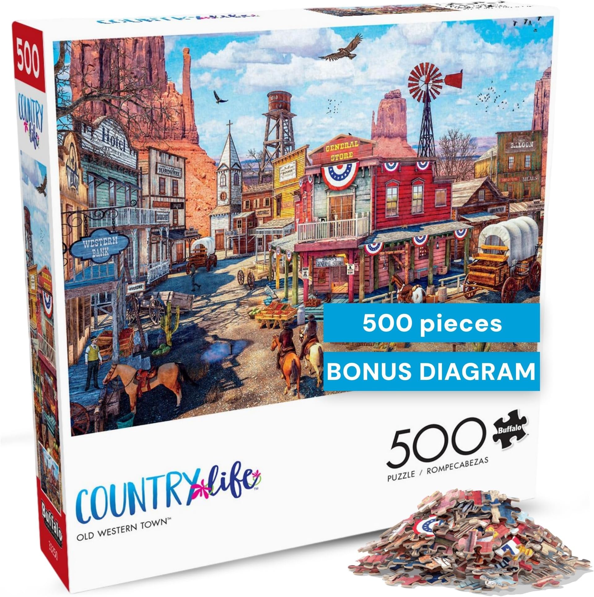 Buffalo Games - Country Life - Old Western Town - 500 Piece Jigsaw Puzzle