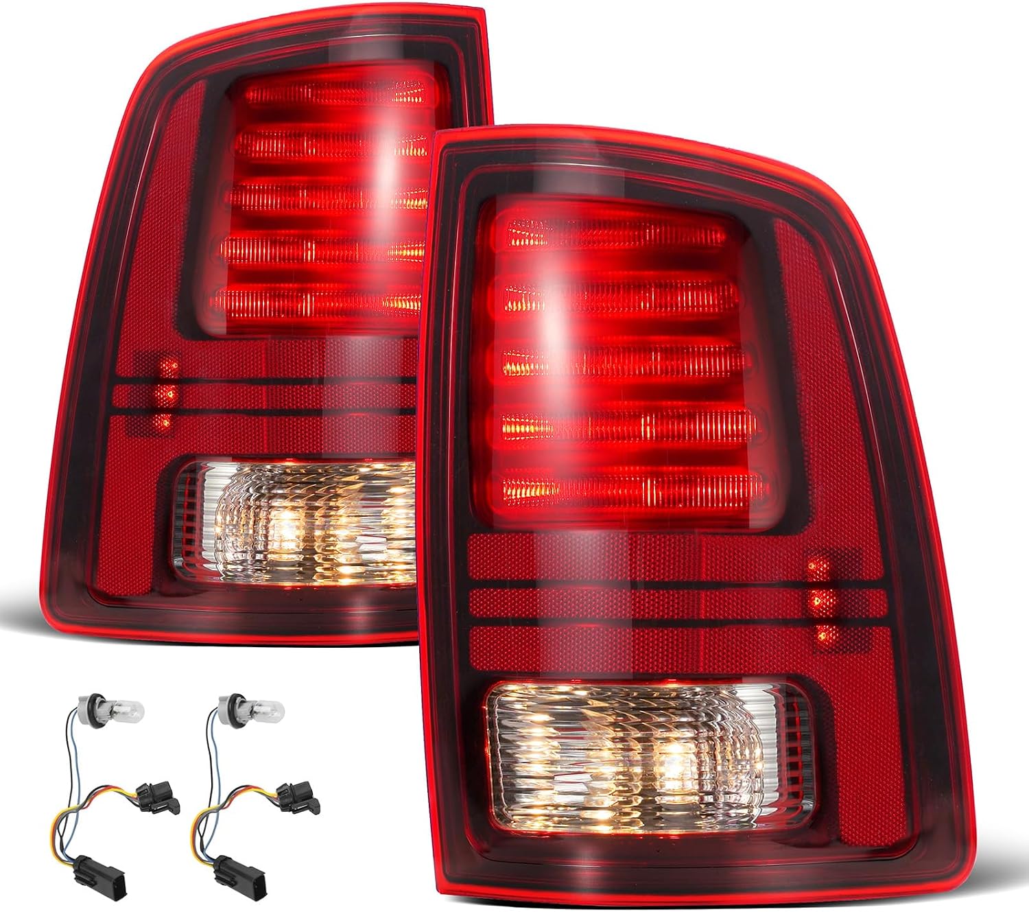 LED Tail Lights Compatible With 2013-2018 Dodge Ram 1500 2500 3500 Laramie/Limited/Longhorn Black Housing Taillights W/Bulbs Replace OME 68093081AC 68093080AC 68093081AB 68093080AB (Pair)