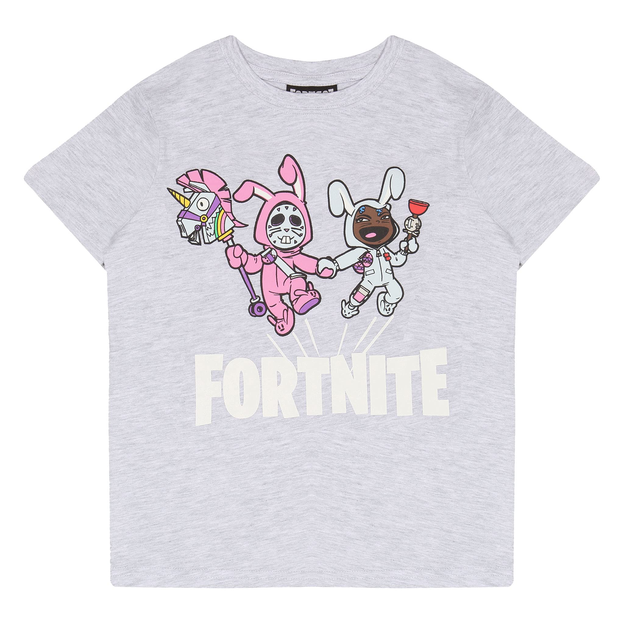 Fortnite Bunny Trouble T-Shirt, Kids, 7-15 Years, Heather Grey, Official Merchandise
