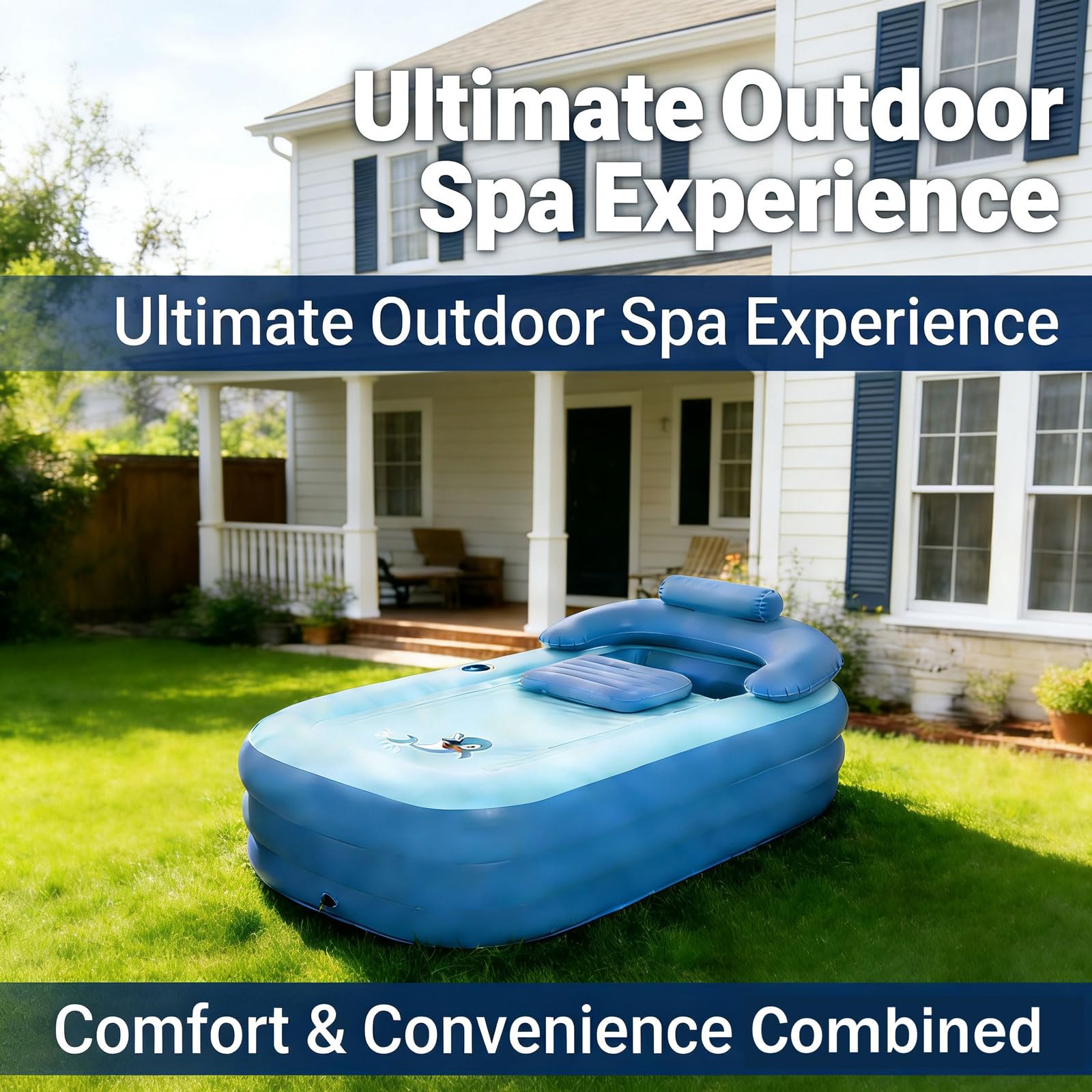 Aufblasbare Badewanne für Erwachsene - Badewanne aufblasbar. Elektropumpe - Stabile 3-Kammer Faltwanne für Garten, Balkon, Camping & Indoor