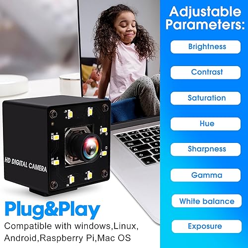 Miniatura 8 de ELP Cámara USB 4K Visión Nocturna 8MP Autofoco Webcam para Computadora Mini UVC USB2.0 Lightburn Cámara IMX415 USB Cámara de Seguridad Cámara PC