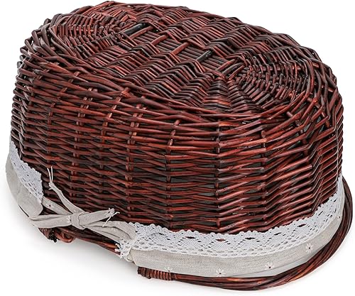 Miniatura 4 de Dicunoy Cesta de picnic de mimbre con asa, cesta de regalo grande vacía para llenar, cestas de cosecha de mercado abierto para jardín, frutas,