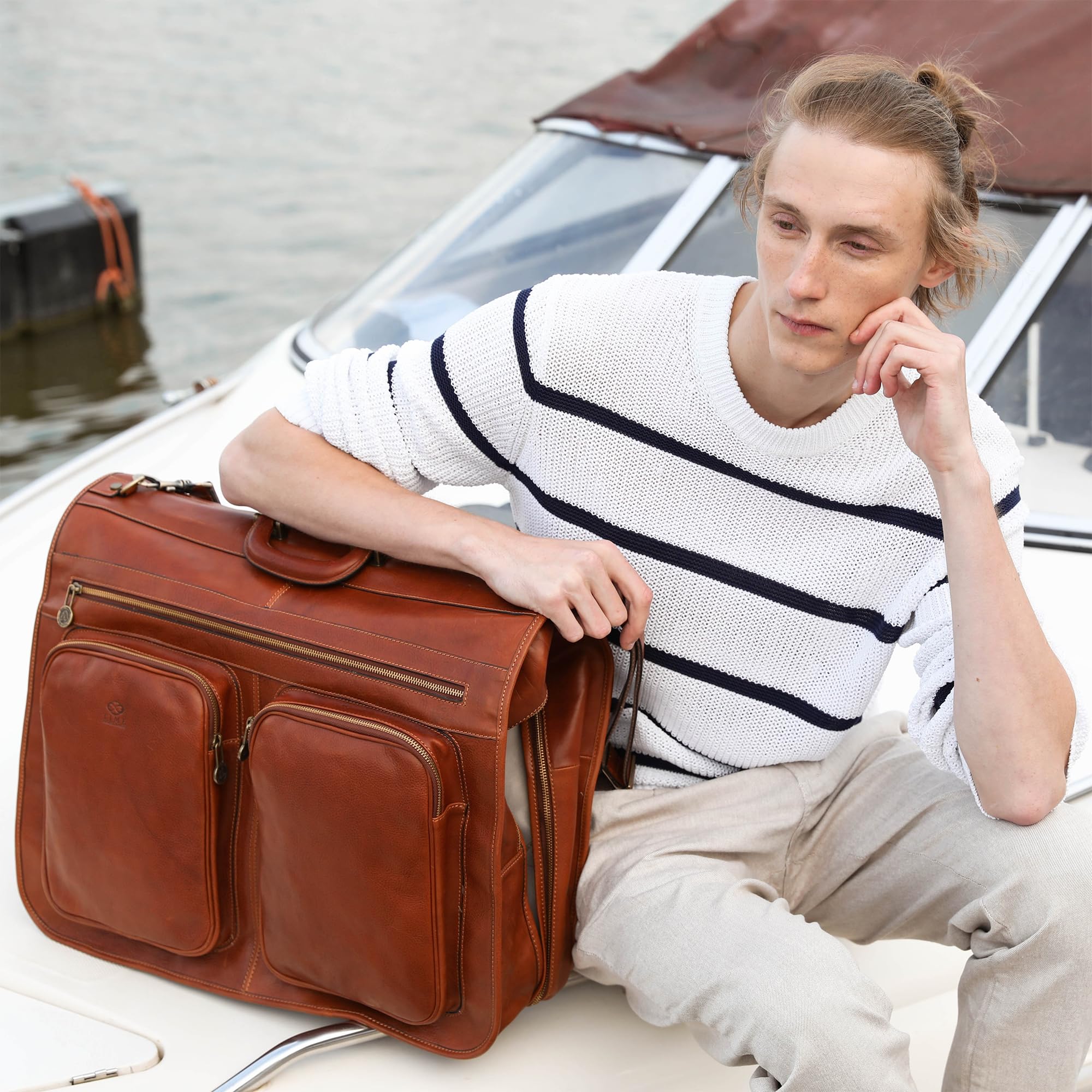 Leder Kleidersack - Anzug Duffel Slim Handgepäck Kleiderschutztasche- Damen & Herren - Time Resistance