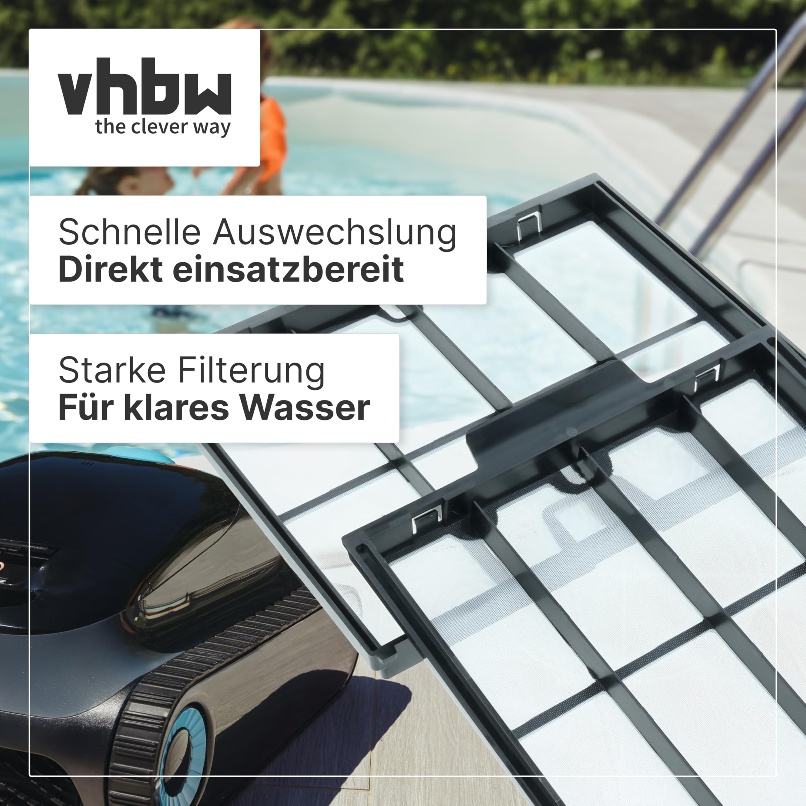 vhbw 8X Filtro per Polvere Grossolana Compatibile con Dolphin Prowler 930W aspiratore Piscina - Filtro Grossolano, 22 x 19,7 x 7,5 cm