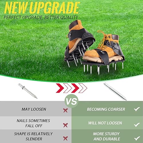 Miniatura 3 de Zapatos aireadores de césped, sandalias de aireación de césped de alta resistencia con picos, herramienta aireadora de patio, zapatos de espiga de