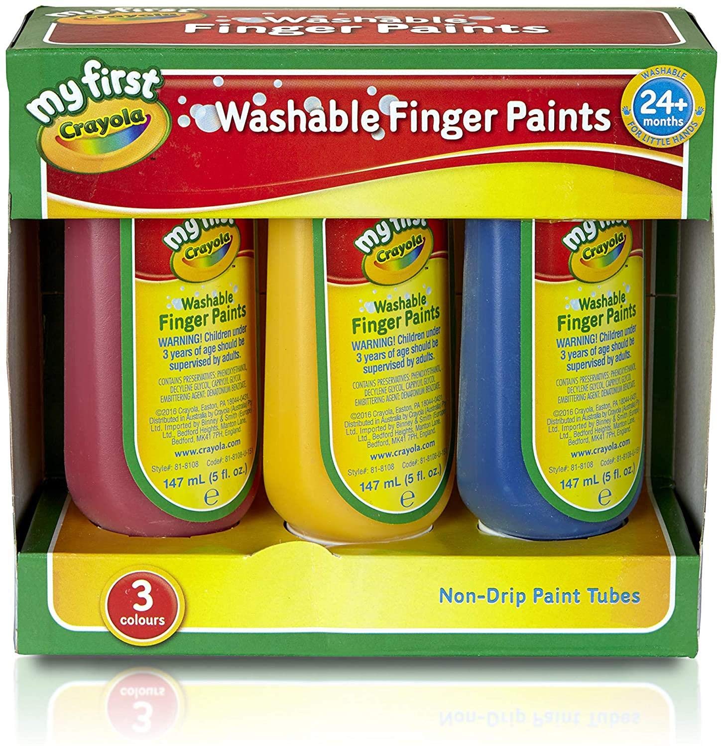 CRAYOLA MyFirst Washable Finger Paints - Assorted Colours (Pack of 3) | Safe & Easy to Use for Toddlers | Ideal for Kids Aged 3+