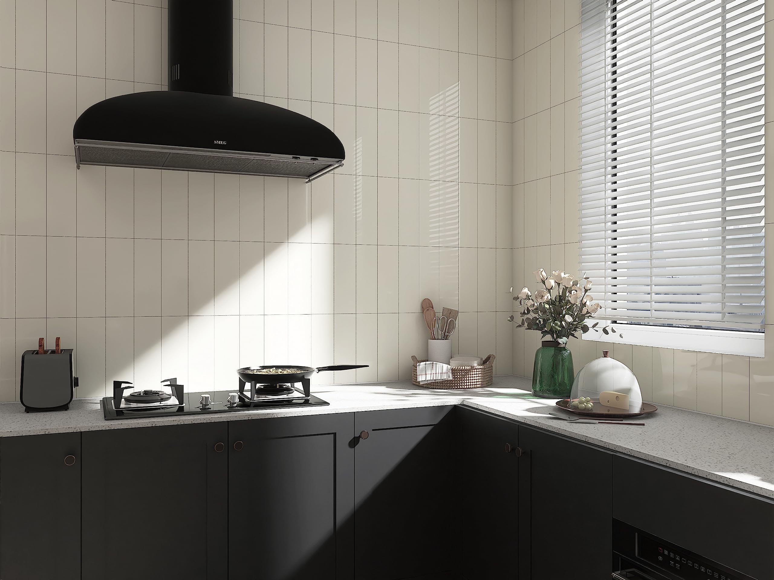 Avant Decor | 24 Tiles | Stone Composite Subway Solid Color Tiles ...