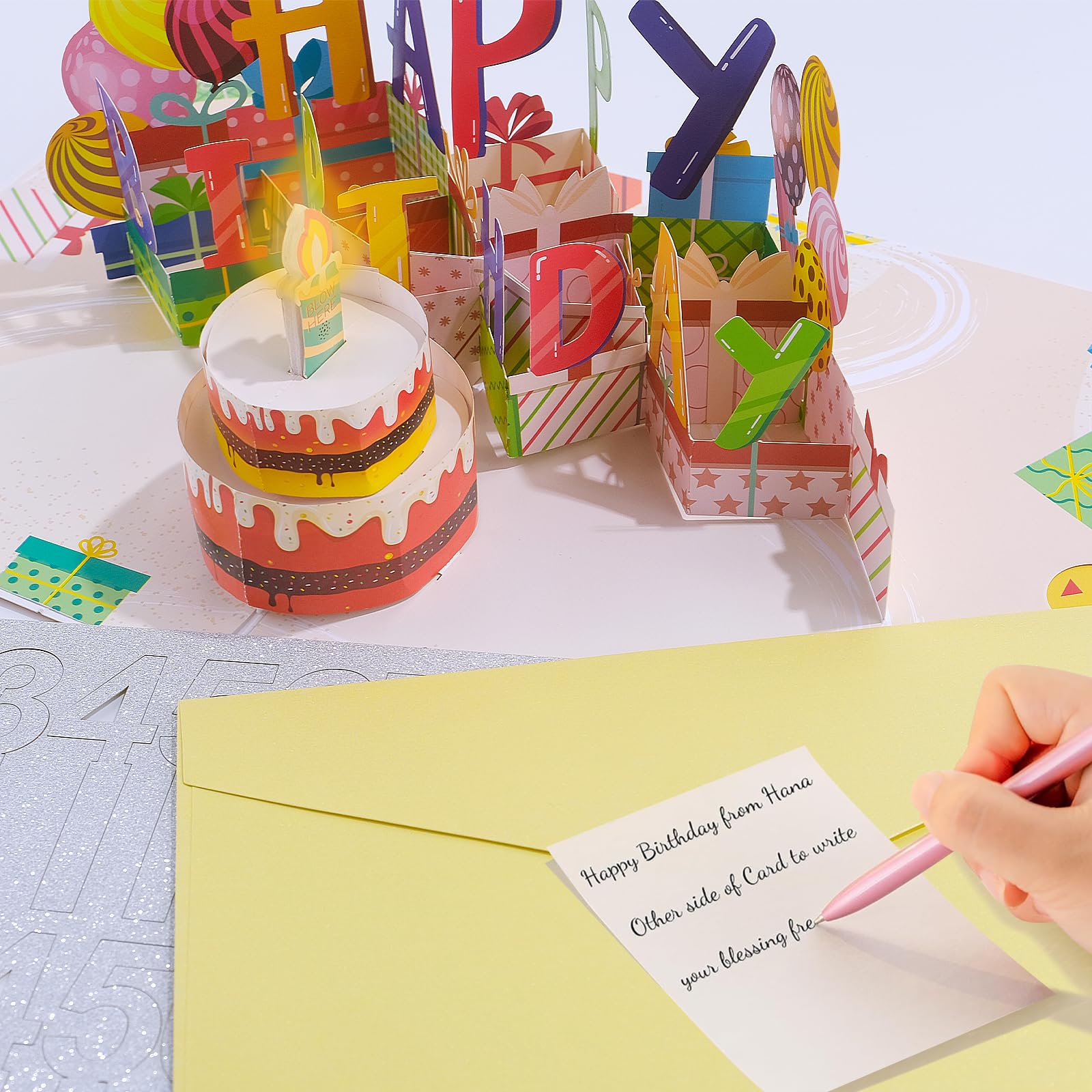 Aazon.co: CANREVEL Birthday Cards 3D PopUp Blowable LED Light Candle - View #6