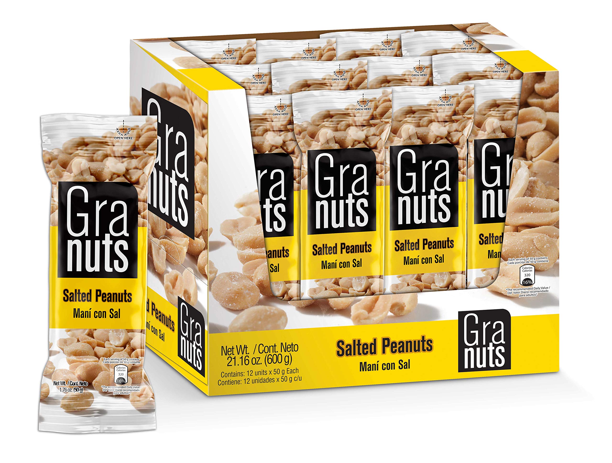 Granuts On the Go, Salted Peanuts, 12 bags of 1.79 oz per Pack, Pack of 1