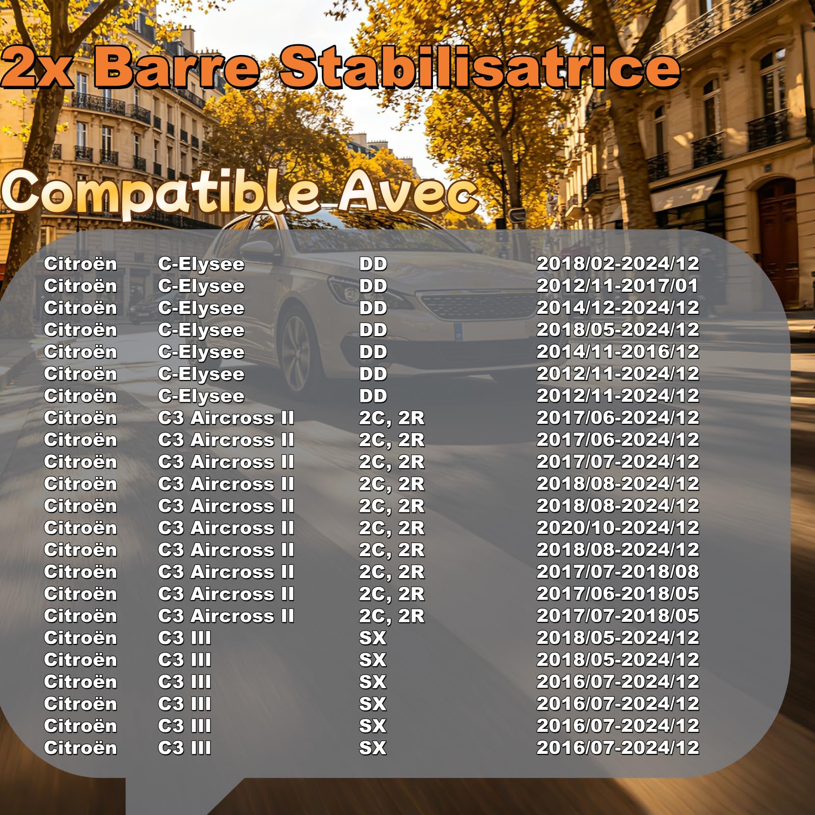 2x Biellette Barre Stabilisatrice Avant Gauche et Droite Compatible avec C-Elysee DD 2012-2024 207 WA WC 2006-2013 207 CC WD 2007-2015 207 SW WK 2007-2012 Remplacer# 508768 508769 27435 27434