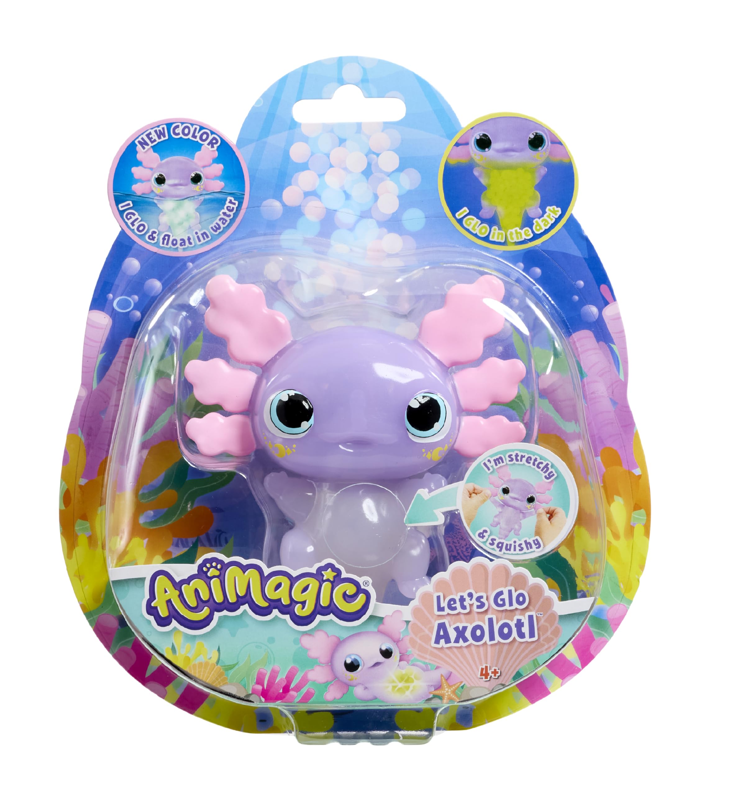 Animagic Let's Glo Axolotl Pastel Glow-in-The-Dark | Stretchy