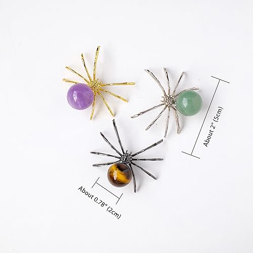 Miniatura 2 de Runyangshi 1 bola de obsidiana de cristal natural de 2 pulgadas, hecha a mano, estatua de araña animal, cristal curativo para decoración de