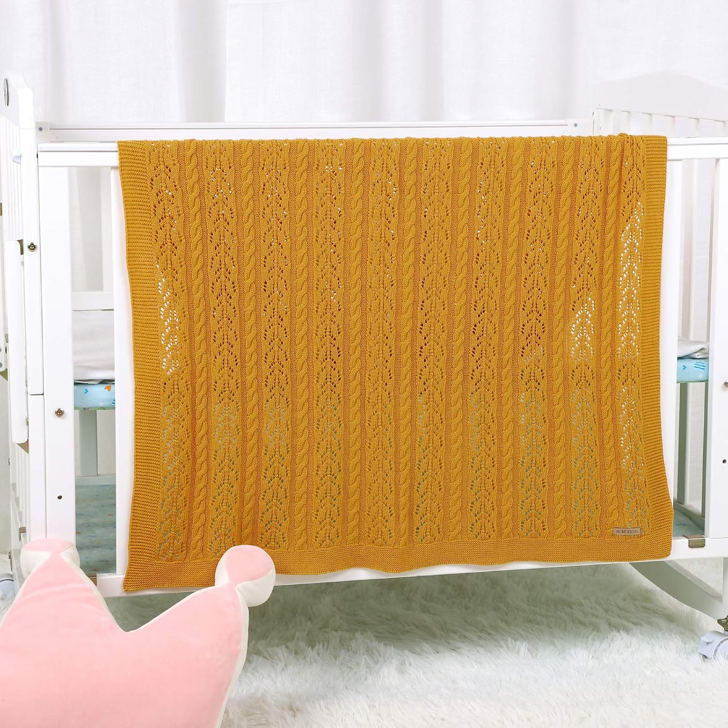 LAWKUL Neutral Baby Blankets Cotton Baby Girl Receiving Blankets Infant Swaddle Baby Blanket Toddler Blanket Newborn Yellow Color Size 40x30 Inches