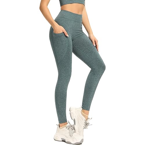 Redqenting High Waisted Leggings for Women Workout Seamless Leggings Yoga Pants Sweat Proof Tummy Control Tights