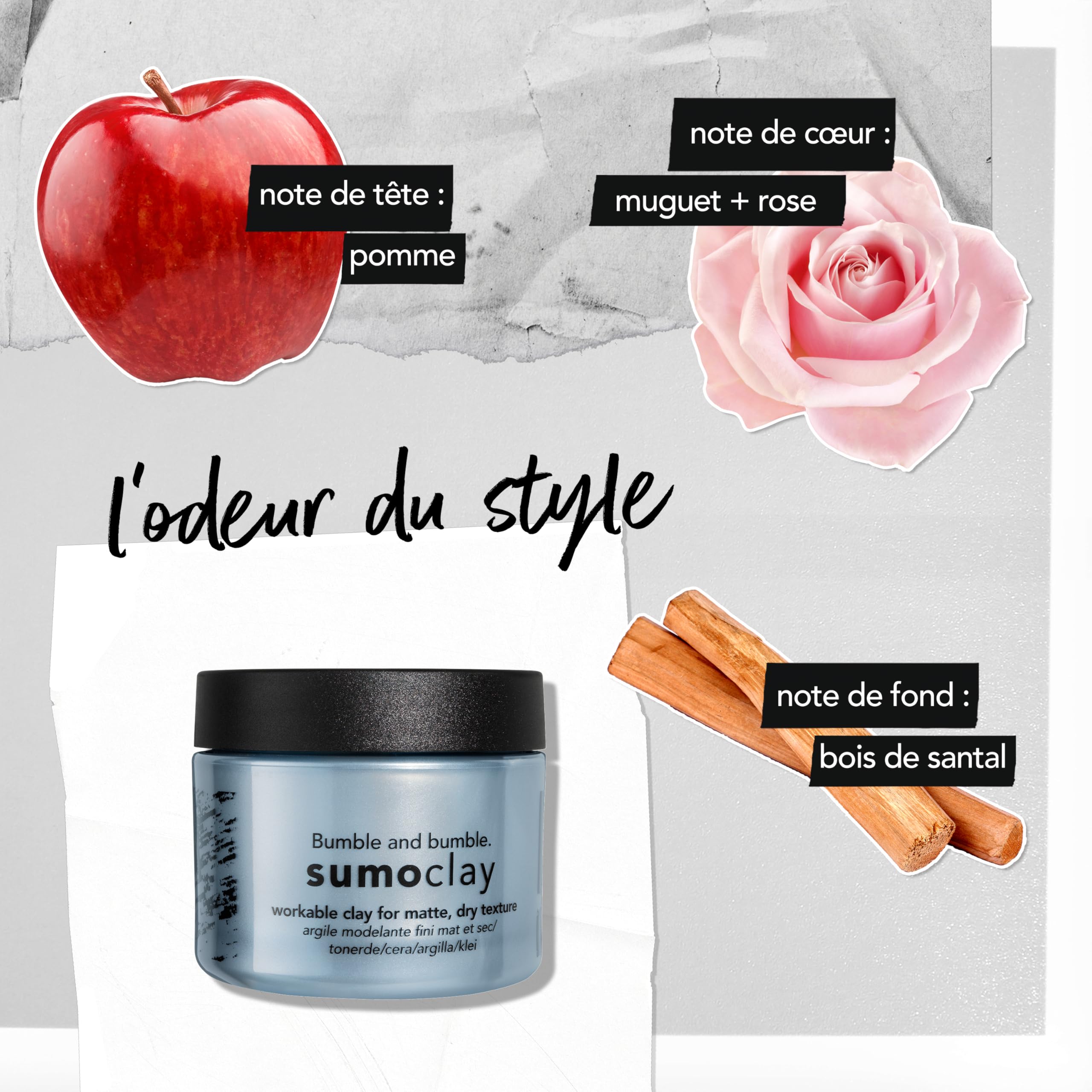 Bumble and bumble Sumoclay Argile modelante fini mat, Produit coiffant pour cheveux courts, Texture et tenue facile à travailler, Kaolin pour cheveux, Cheveux ondulés, lisses, 45 ml