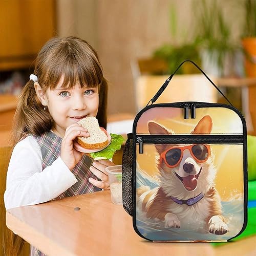 Miniatura 7 de Cute Corgi Swimming in Water Insulated Lunch Bag for Women Men Reusable Lunch Box Tote Bag for Work Travel