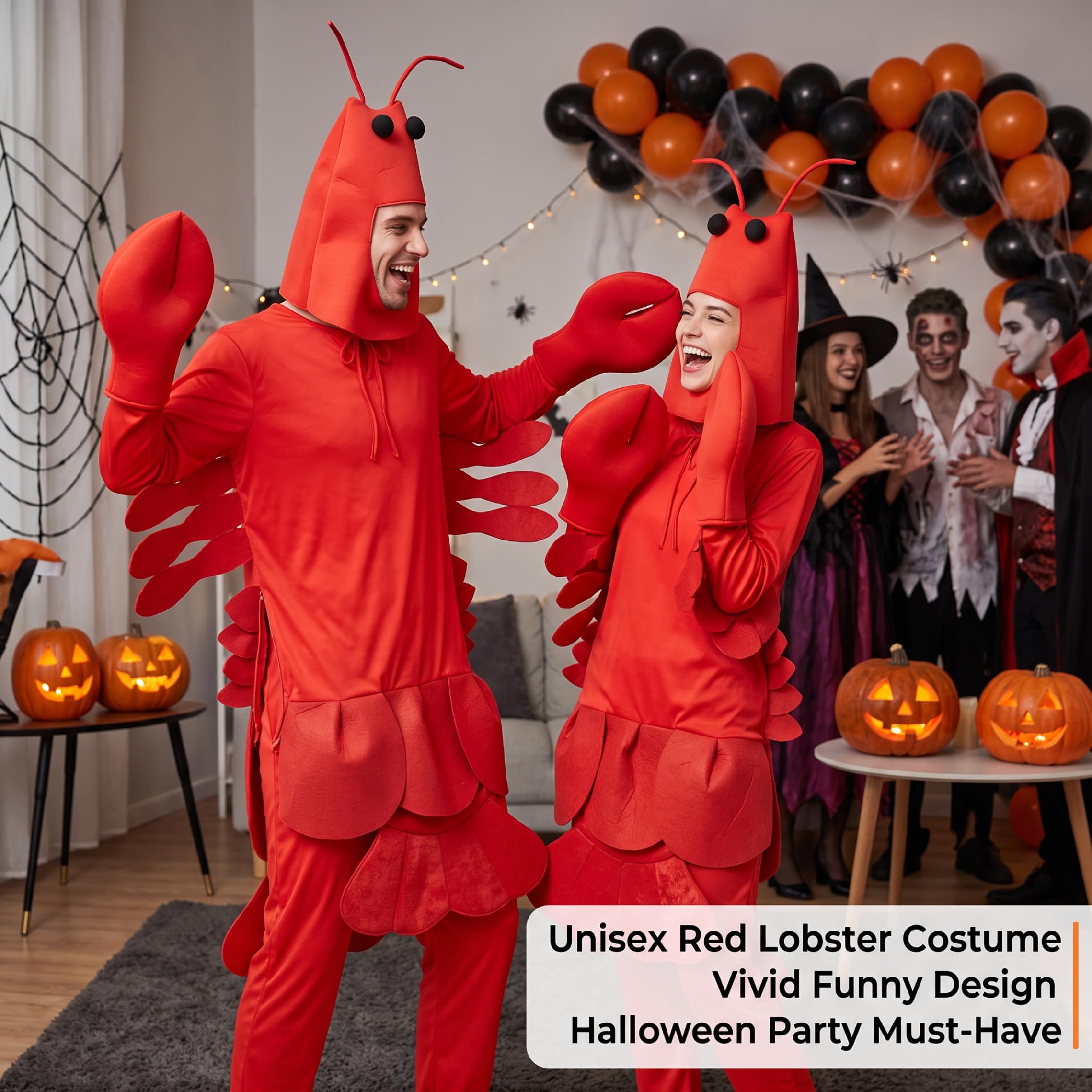 Costume da aragosta, costume unisex da creatura marina, design facile da infilare, tessuto morbido e traspirante, tutina da aragosta per feste di Halloween, cosplay, rosso
