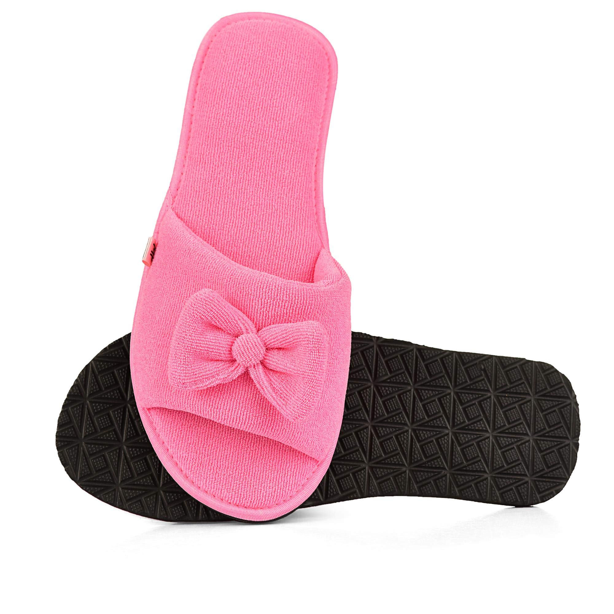 MF Home Footwear Open Toe Indoor Slippers with Bow Design for Girls Women Indoor Winter Bedroom Home Soft Sole & Lovely Colors (PINK, 7) (B08W3LGG2M) Amazon Price History, Amazon Price Tracker