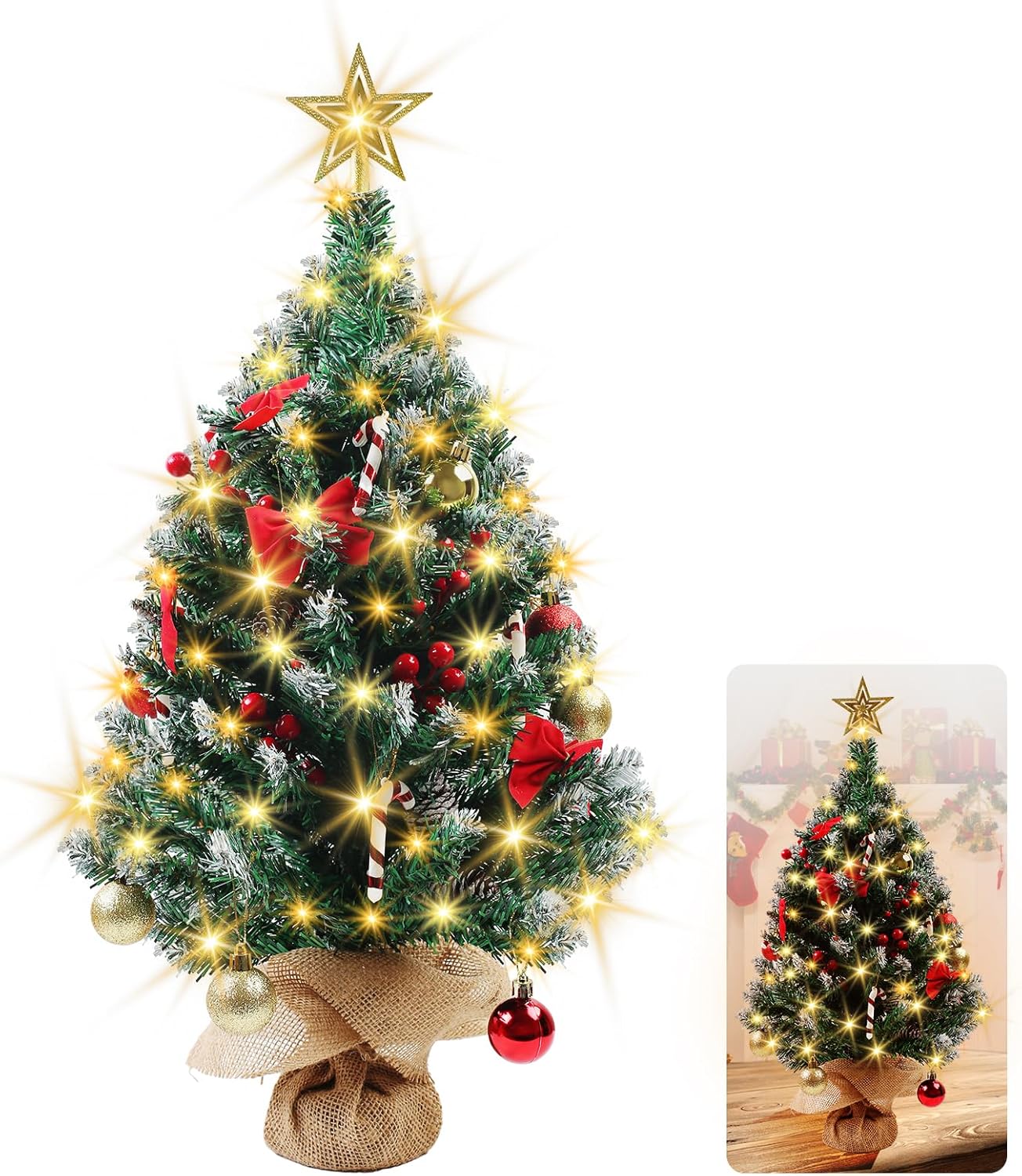 DTNESS 24 Inch Mini Christmas Tree, Table Top Artificial