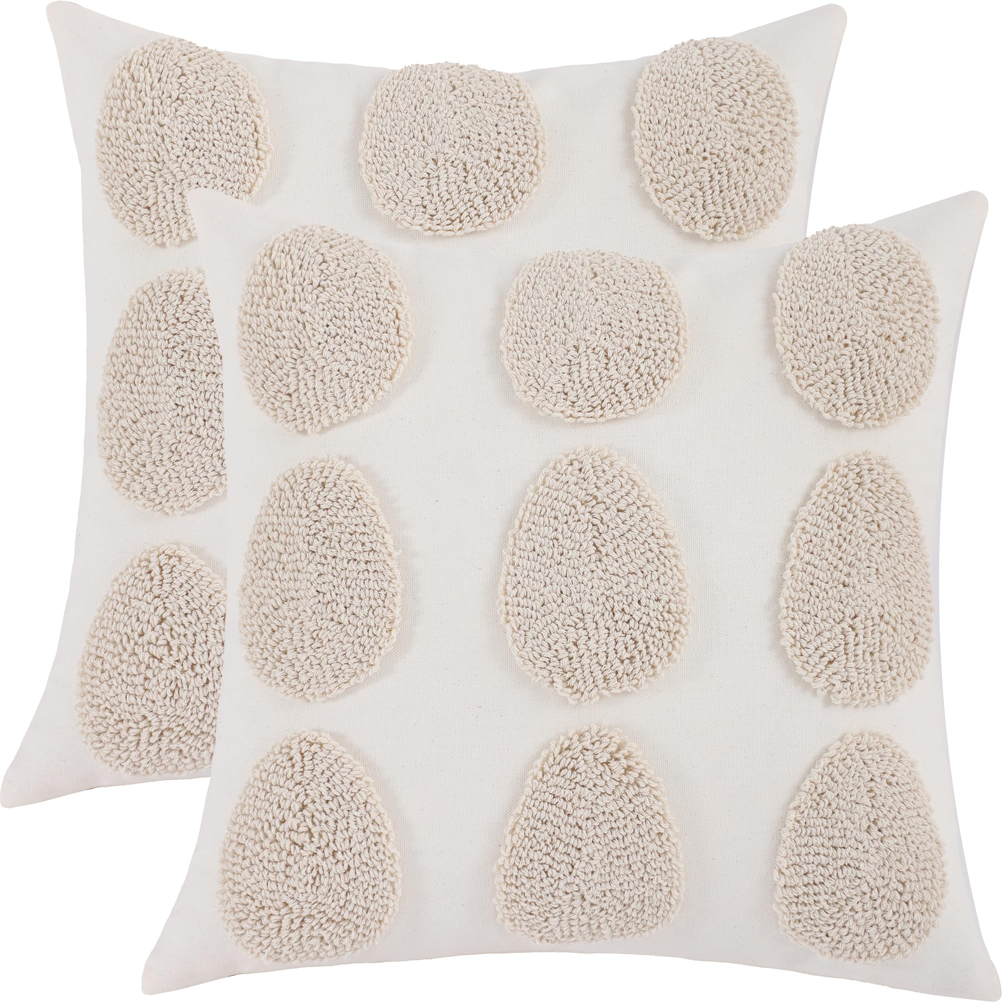 LUOYEHK Easter Pillow Covers 18x18 Set of 2 Farmhouse Rustic Cute Easter Eggs Decorative Throw Pillows Spring Canvas Embroidery Cushion Covers for