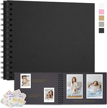 DIY Scrapbook Photo Album Thick Kraft Blank Paper Memory Book for Wedding and Anniversary Family 28 20.5 cm 40 Pages Black