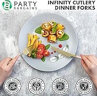 Vista 153 de Party Bargains Disposable Plastic Black Gold Cutlery Set, Infinity Modern Design Utensils, 40 Pack: 16 Forks, 8 Knives, 16 Spoons