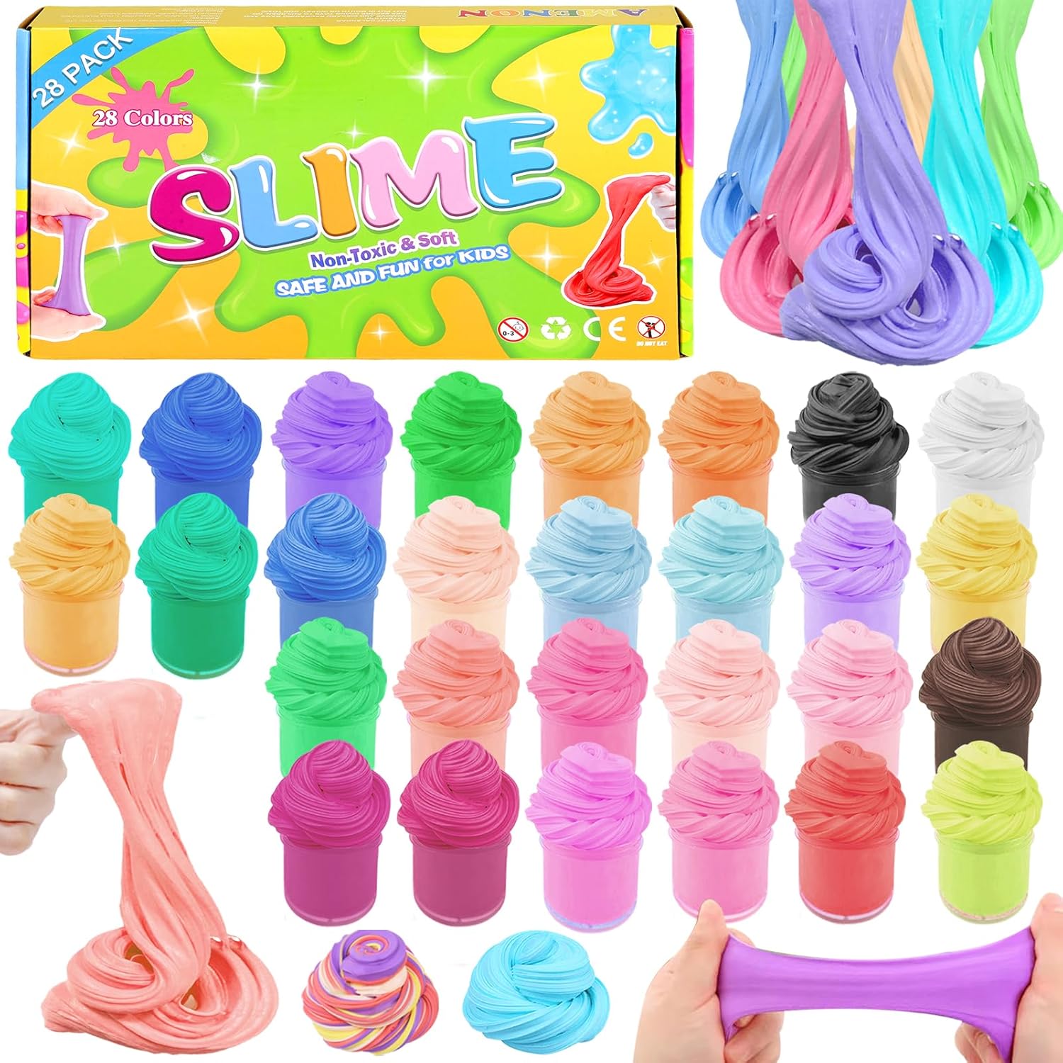 24 Pack Butter Slime Toys, Birthday Gifts for Kids Girls Boys 24 Soft and Stretchy Slime, Stress Relief Toys Classroom Exchange Gifts, School Game Prizes Party Favor