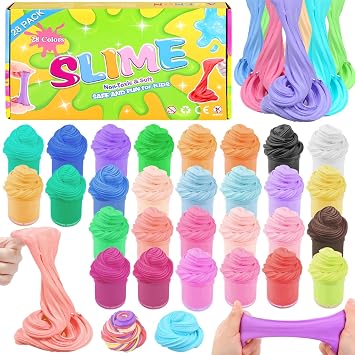 24 Pack Butter Slime Toys, Birthday Gifts for Kids Girls Boys 24 Soft and Stretchy Slime, Stress Relief Toys Classroom Exchange Gifts, School Game Prizes Party Favor