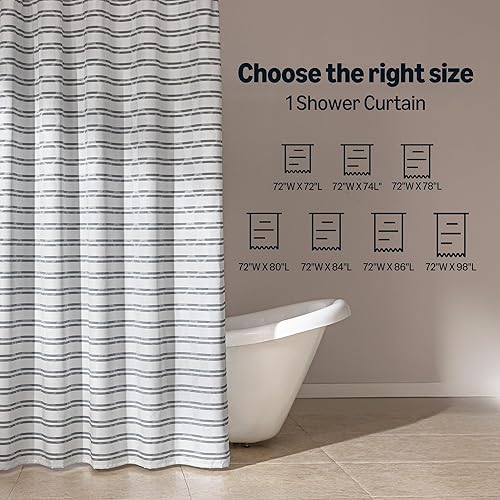 Miniatura 5 de Tienda Basics Cortina de ducha de tela jacquard geométrica para baño, ligera, impermeable y lavable, 72 pulgadas de ancho x 72 pulgadas de largo,