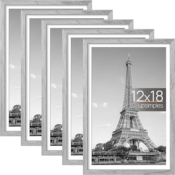 upsimples 12x18 Picture Frame Set of 5, Display Pictures 11x17 with Mat or 12x18