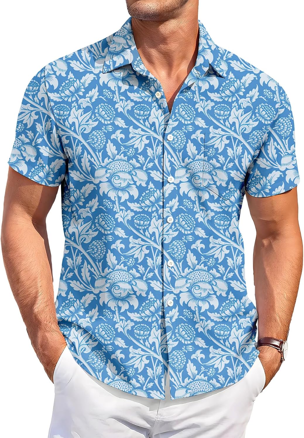 Men's Hawaiian Shirt, Tropical Fruit Print, Vacation Short Sleeve, Button Down Shirt, Summer Beach Style - Image 2